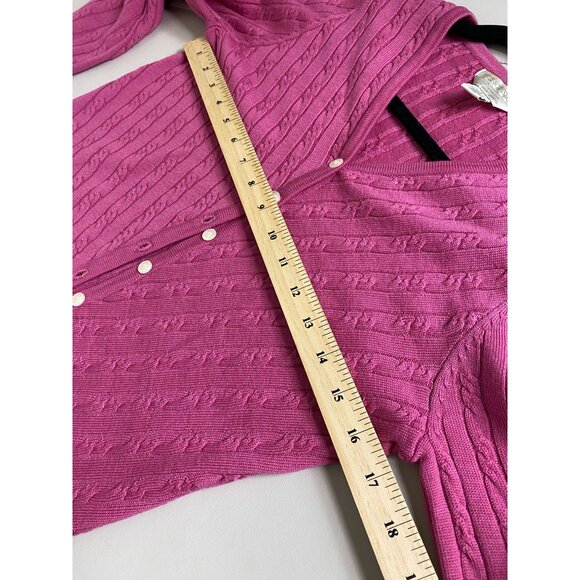 Petite Sophisticate Italian Merino Wool Pink Cable Knit Cardigan Sweater Small - Picture 6 of 16